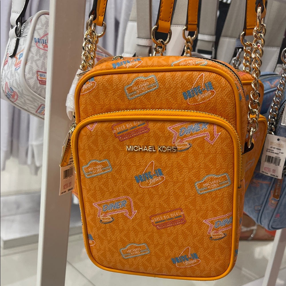 MICHAEL KORS Jet Set Md Printed Signature Logo Crossbody NS CHAIN XBODY Flight
